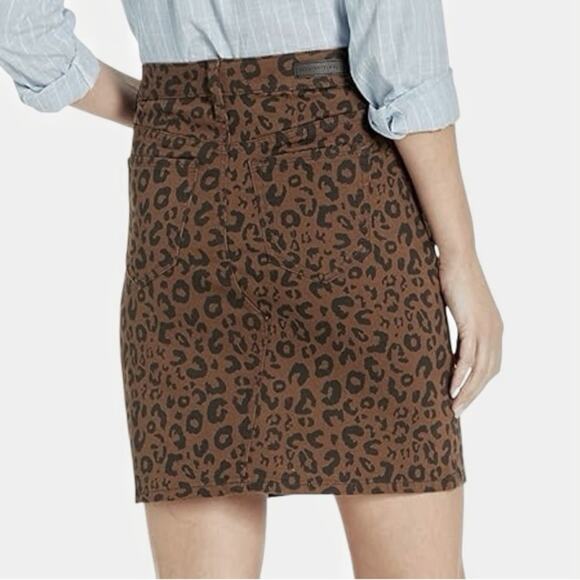 Sanctuary Sia Leopard Denim Skirt Womens SZ 26 XS Brown Black Mini Short Stretch - Picture 2 of 9